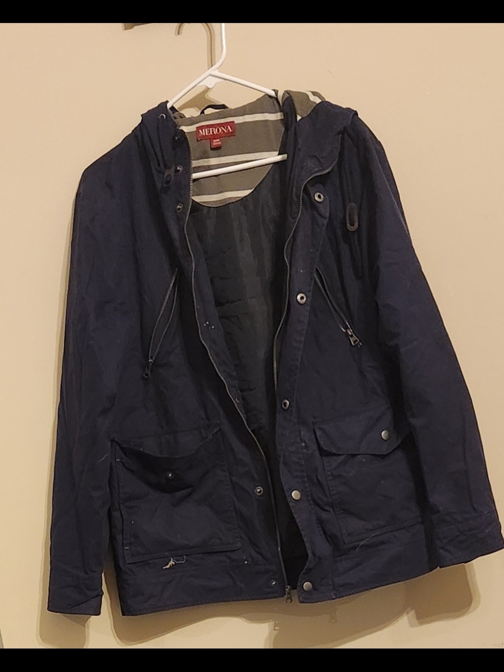 Merona Navy Hooded Men's Rain Jacket